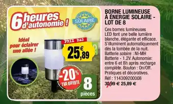 Outiror Borne lumineuse à énergie solaire - lot de 8 offre