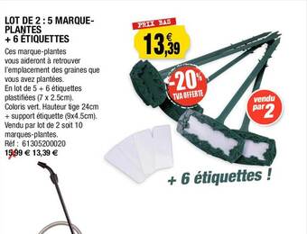 Outiror Lot de 2 : 5 marque-plantes + 6 étiquettes offre