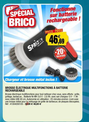 Outiror Brosse électrique multifonctions à batterie rechargeable offre