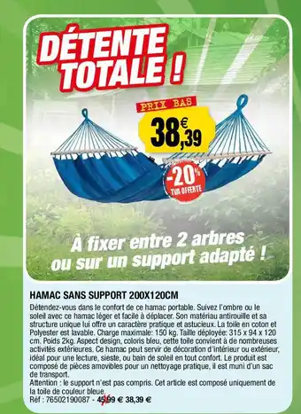 Outiror Hamac sans support 200 x 120 cm offre