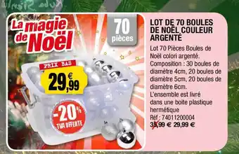 Outiror Lot de 70 boules de noël couleur argenté offre