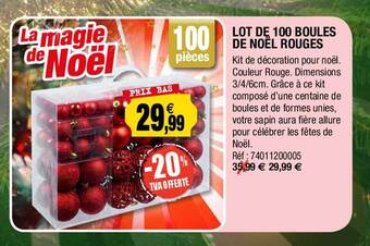 Outiror Lot de 100 boules de noël rouges offre
