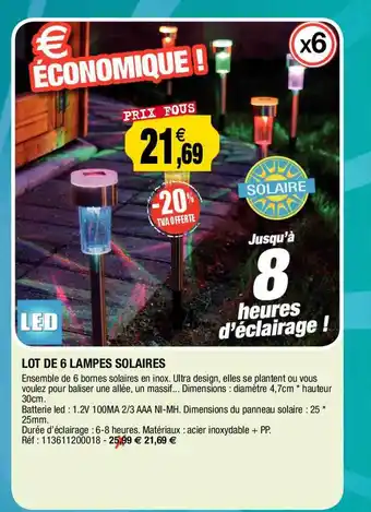 Outiror Lot de 6 lampes solaires offre