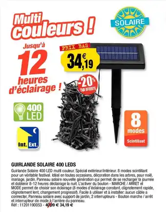 Outiror Guirlande solaire 400 leds offre