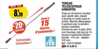 Outiror Torche télescopique aimantée offre