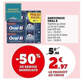 Super U Dentifrice oral b offre