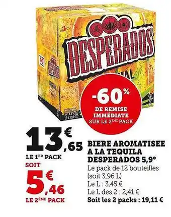 Super U Bière aromatisée à la tequila desperados 5,9° offre