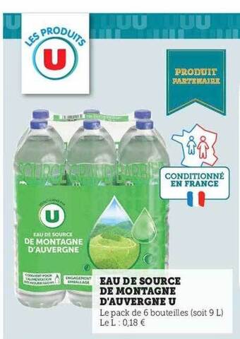 Super U Eau de source de montagne d'auvergne u offre