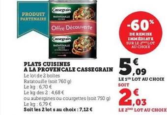 Super U Plats cuisinés à la provençale cassegrain offre
