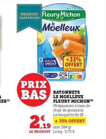 Super U Bâtonnets le moelleux fleury michon offre
