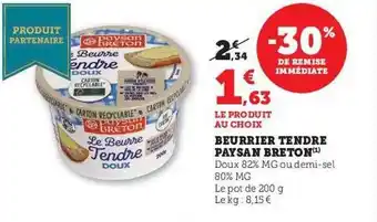 Super U Beurrier tendre paysan breton offre