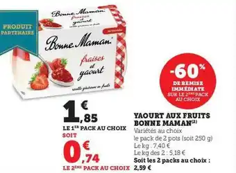 Super U Yaourt aux fruits bonne maman offre