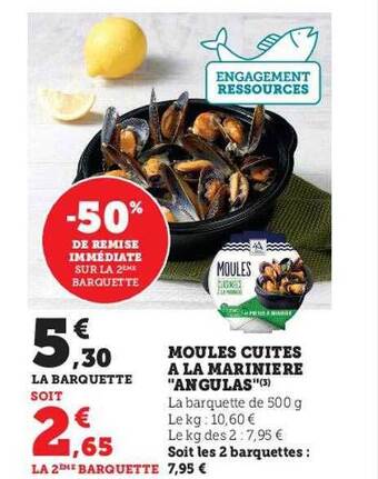 Super U Moules cuites à la marinière offre