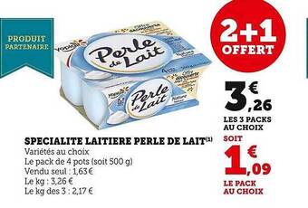 U Express Spécialité laitière perle de lait offre