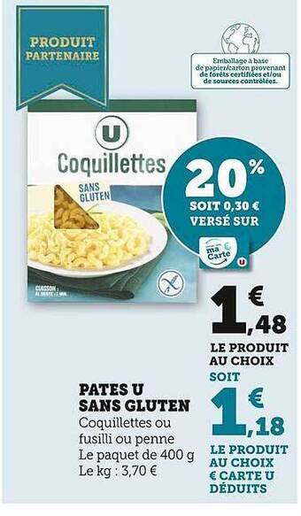 U Express Pâtes u sans gluten offre