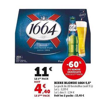 U Express Bière blonde 1664 5,5° offre