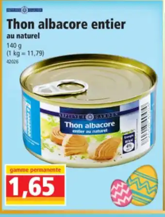 Thon albacore entier au naturel