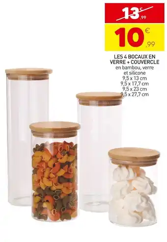 Stokomani Les 4 bocaux en verre + couvercle offre