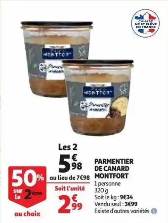 Auchan Supermarché Parmentier de canard montfort offre