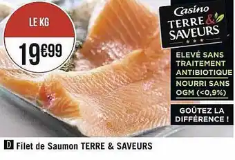Géant Casino Filet de saumon terre & saveurs offre