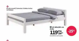 Conforama Lit 140 x 190 cm andy offre