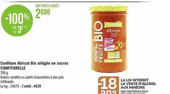 Confiture abricot bio allégée en sucres confiturelle