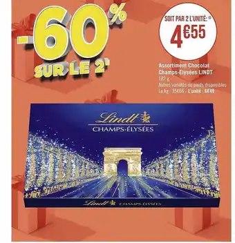 Géant Casino Assortiment chocolat champs-elysées lindt offre