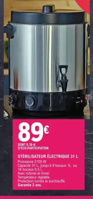 E.Leclerc Stérilisateur Éelctrique 31L offre