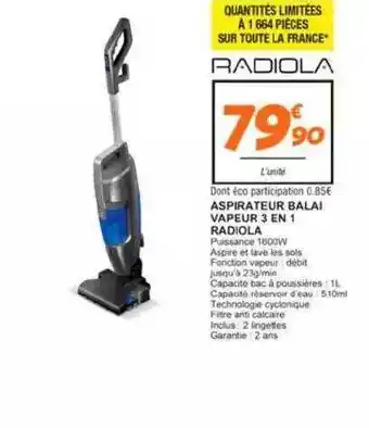 Netto Aspirateur balai vapeur 3 en 1 radiola offre