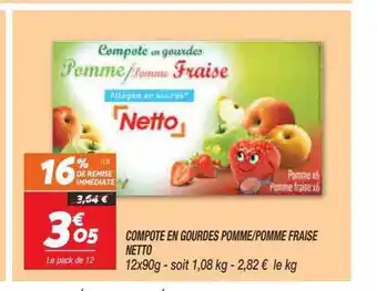 Netto Compote en gourdes pomme-pomme fraise netto offre
