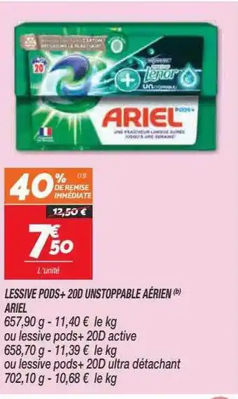 Netto Lessive pods+ 200 unstoppable aérien ariel offre