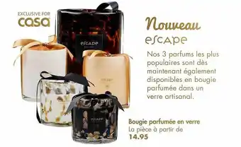 Casa Bougie parfumée en verre escape offre