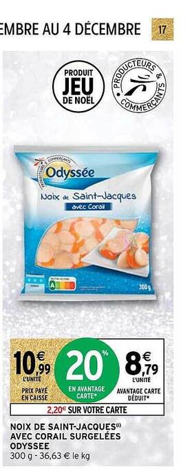 Intermarché Hyper Noix de saint-jacques avec corail surgelées odyssée offre