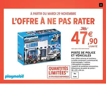 Intermarché Hyper Poste de police et véhicules playmobil offre