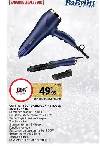 Intermarché Hyper Coffret sèche-cheveux + brosse soufflante offre