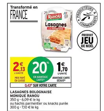 Lasagnes bolognaise monique ranou