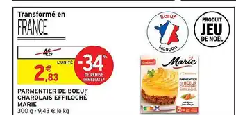 Intermarché Hyper Parmentier de bœuf charolais effiloché marie offre