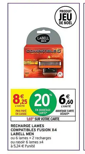 Intermarché Hyper Recharge lames compatibles fusion x4 labell men offre