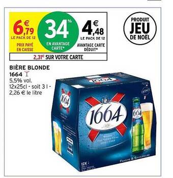 Intermarché Hyper Bière blonde 1664 offre