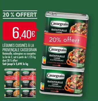 Match Légumes cuisinés à la provençale cassegrain offre