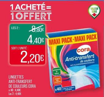Match Lingettes anti-transfert de couleurs cora offre