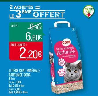 Match Litière chat minérale parfumée cora offre