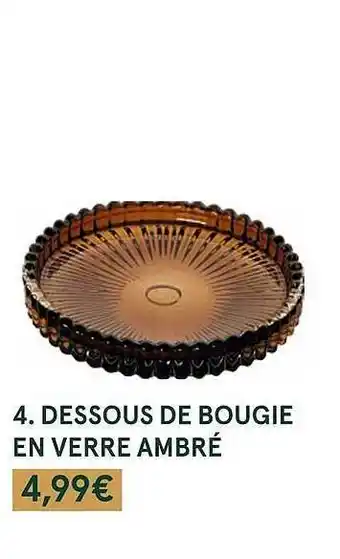 Monoprix Dessous de bougie en verre ambré offre