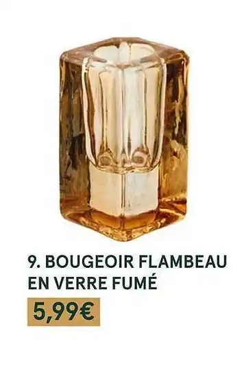Monoprix Bougeoir flambeau en verre fumé offre