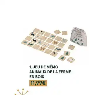 Monoprix Jeu de mémo animaux de la ferme en bois offre