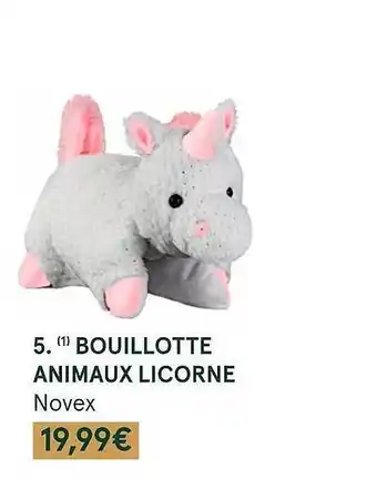 Bouillotte animaux licorne novex