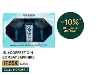 Monoprix Coffret gin bombay sapphire offre
