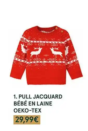 Pull jacquard bébé en laine oeko-tex