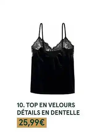 Monoprix Top en velours détails en dentelle offre