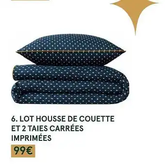 Monoprix Lot housse de couette et 2 taies carrées imprimées offre